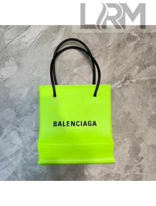 Balenciaga Calfskin Vertical Mini Shopping Tote Bag 201016 Neon Green/Black 2020