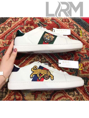 Gucci Ace Sneaker with Tiger Embroidery White 2018