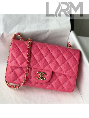 Chanel Grained Calfskin Classic Mini Flap Bag A69900 Fuschia Pink/Gold 2021