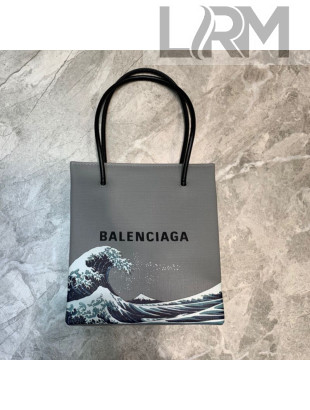 Balenciaga Calfskin Vertical Mini Shopping Tote Bag 201016 Grey/Wave 2020