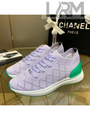 Chanel Quilted Knit Fabric Sneakers G35549 Light Purple 2020