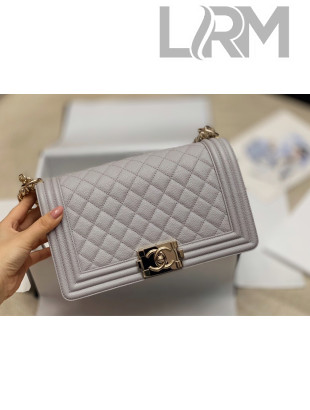 Chanel Quilted Origial Haas Big Caviar Leather Medium Boy Flap Bag Grey with Gold Hardware(Top Quality)