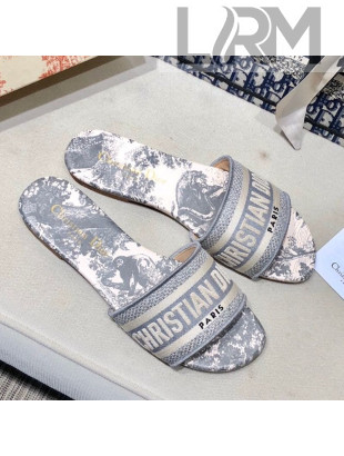 Dior Dway Embroidered Cotton Flat Slide Sandals 11 2020