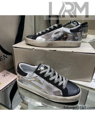 Golden Goose Super-Star Sneakers in Silver & Black Leather 1151 2021