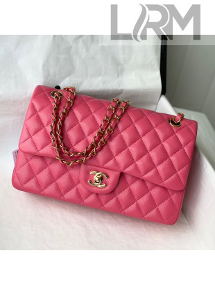 Chanel Grained Calfskin Classic Medium Flap Bag A01112 Fuschia Pink/Gold 2021