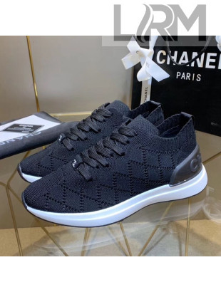 Chanel Quilted Knit Fabric Sneakers G35549 Black 2020
