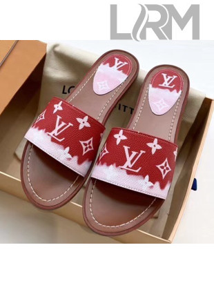 Louis Vuitton LV Escale Lock It Flat Mule Sandals Red 2020