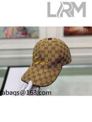 Gucci Embroidered GG Canvas Baseball Hat Beige 02 2021