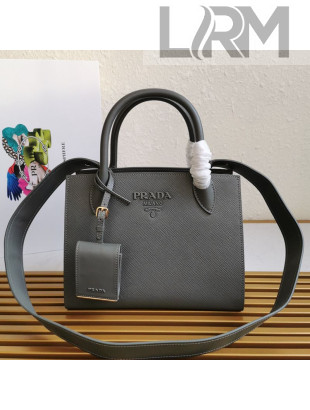 Prada Small Saffiano Leather Monochrome Top Handle Bag 1BA156 Slate Grey 2021