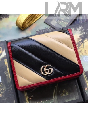 Gucci GG Diagonal Marmont Leather Card Case Wallet 573811 Beige 2019