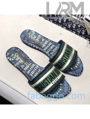 Dior Dway Embroidered Cotton Flat Slide Sandals 10 2020