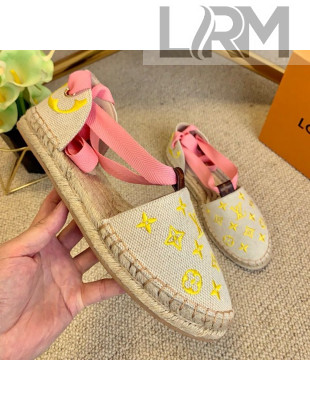 Louis Vuitton Starboard Monogram Canvas Espadrilles with Ankle Laces Pink 2021
