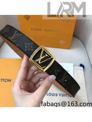 Louis Vuitton Monogram Canvas Belt 30mm with Gold Sqaure LV Buckle 2021 03