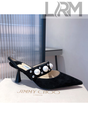 Jimmy Choo Breslin Suede Pearl Heel Mules 6.5cm Black 2021