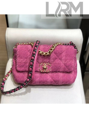 Chanel 19 Wool Tweed Flap Bag AS1160 Pink 2019