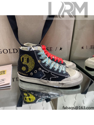 Golden Goose Francy Sneakers in Black Canvas with Crystals 2021