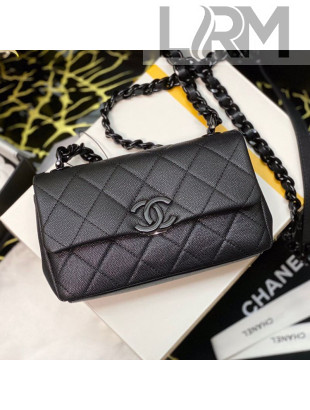 Chanel Matte Grained Calfskin Small Flap Bag AS2302 All Black 2020  