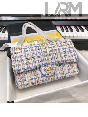 Chanel Tweed Medium Flap Bag White/Blue/Pink 2019