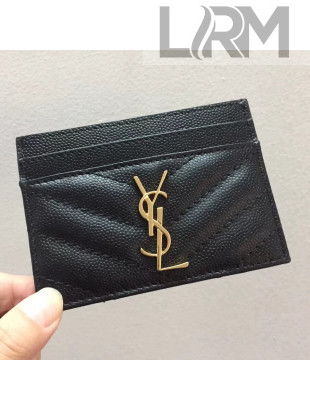 Saint Laurent Card Case in Textured Matelasse Leather 423291 Black
