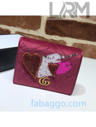 Gucci GG Marmont Velvet Heart Card Case Wallet ‎466492 Pink 2020