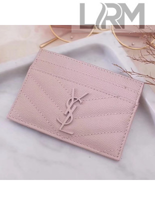 Saint Laurent Card Case in Textured Matelasse Leather 423291 Pink