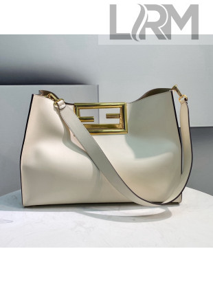 Fendi Way Leather Medium Tote Bag White 2021 8506M