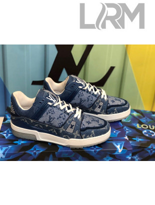 Louis Vuitton LV Trainer Sneakers in Blue Monogram Denim 1A812O 202016 (For Women and Men)