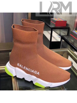 Balenciaga Stretch Knit Speed Trainers Boot Sneakers Taupe 2019
