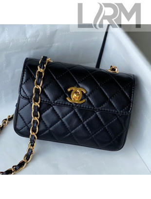 Chanel Lambskin Square Mini Flap Bag AS2310 Black 2021
