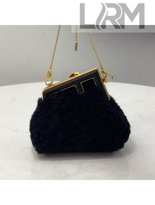 Fendi First Nano Bag Charm in Wool Sheepskin Black 2021 80018S