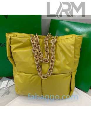 Bottega Veneta The Chain Tote Bag in Padded Woven Calfskin Yellow 2020