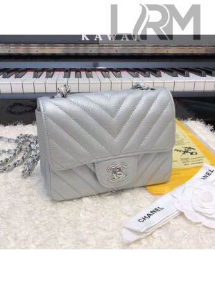 Chanel Soft Grained Leather Classic Flap Bag Silver 2019