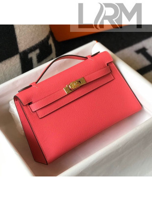 Hermes Kelly Mini Pouchette Bag 22cm in Epsom Leather Dark Pink/Gold 2020