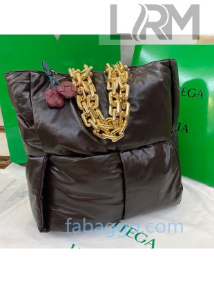 Bottega Veneta The Chain Tote Bag in Padded Woven Calfskin Dark Brown 2020