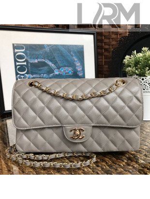 Chanel Jumbo Quilted Grained Calfskin Classic Medium Flap Bag Grey/Gold 2020