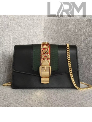 Gucci Sylvie Leather Mini Chain Bag 494646 Black 2018
