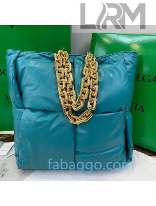Bottega Veneta The Chain Tote Bag in Padded Woven Calfskin Blue 2020