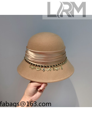 Chanel Wool Bucket Hat with Chain Charm Camel Brown 2021