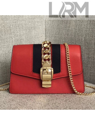 Gucci Sylvie Leather Mini Chain Bag 494646 Red 2018