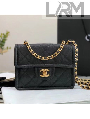 Chanel Grained Calfskin Mini Square Flap Bag AS2356 Black 2021