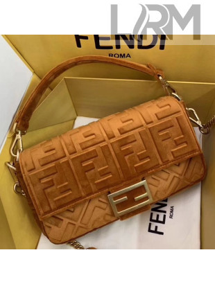 Fendi FF Velvet Medium Baguette Flap Bag Brown 2019