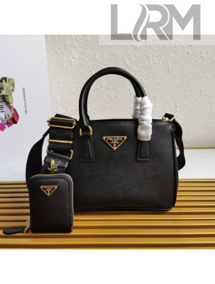Prada Saffiano Leather Top Handle Bag 1BA296 Black/Gold 2021