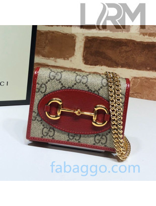 Gucci GG Canvas Card Case Wallet With Chain WOC 623180 Burgundy 2020