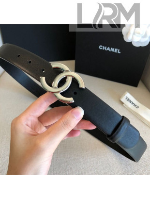 Chanel Calfskin Belt 30mm with CC Buckle Black/Silver
