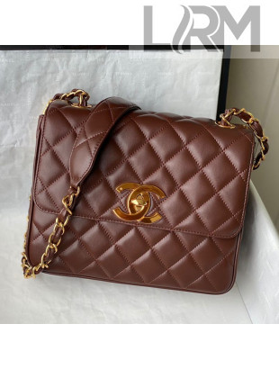 Chanel Lambskin Square Medium Flap Bag AS0088 Brown 2021