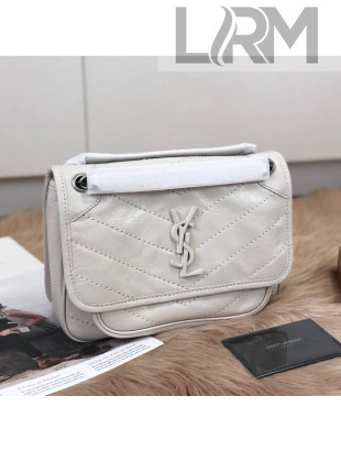 Saint Laurent Baby Niki Chain Bag in Vintage Leather 533037 White 2019