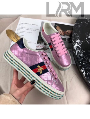 Gucci Ace Sneaker with Crystals 557878 Pink 2019