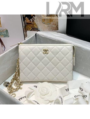 Chanel Quilted Lambskin Pouch AP1957 White 2020