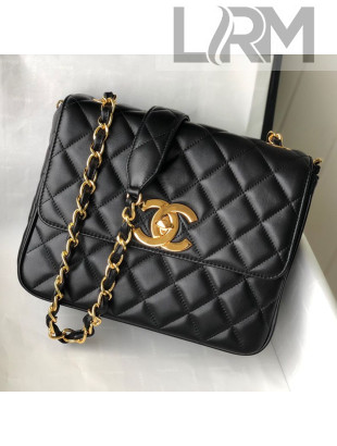 Chanel Lambskin Square Medium Flap Bag AS0088 Black 2021
