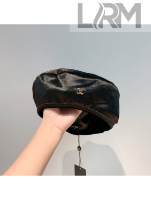Chanel Velvet Beret Hat Black 2021